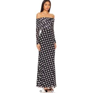 AFRM Black and White Polka Dot Long Sleeve Dress